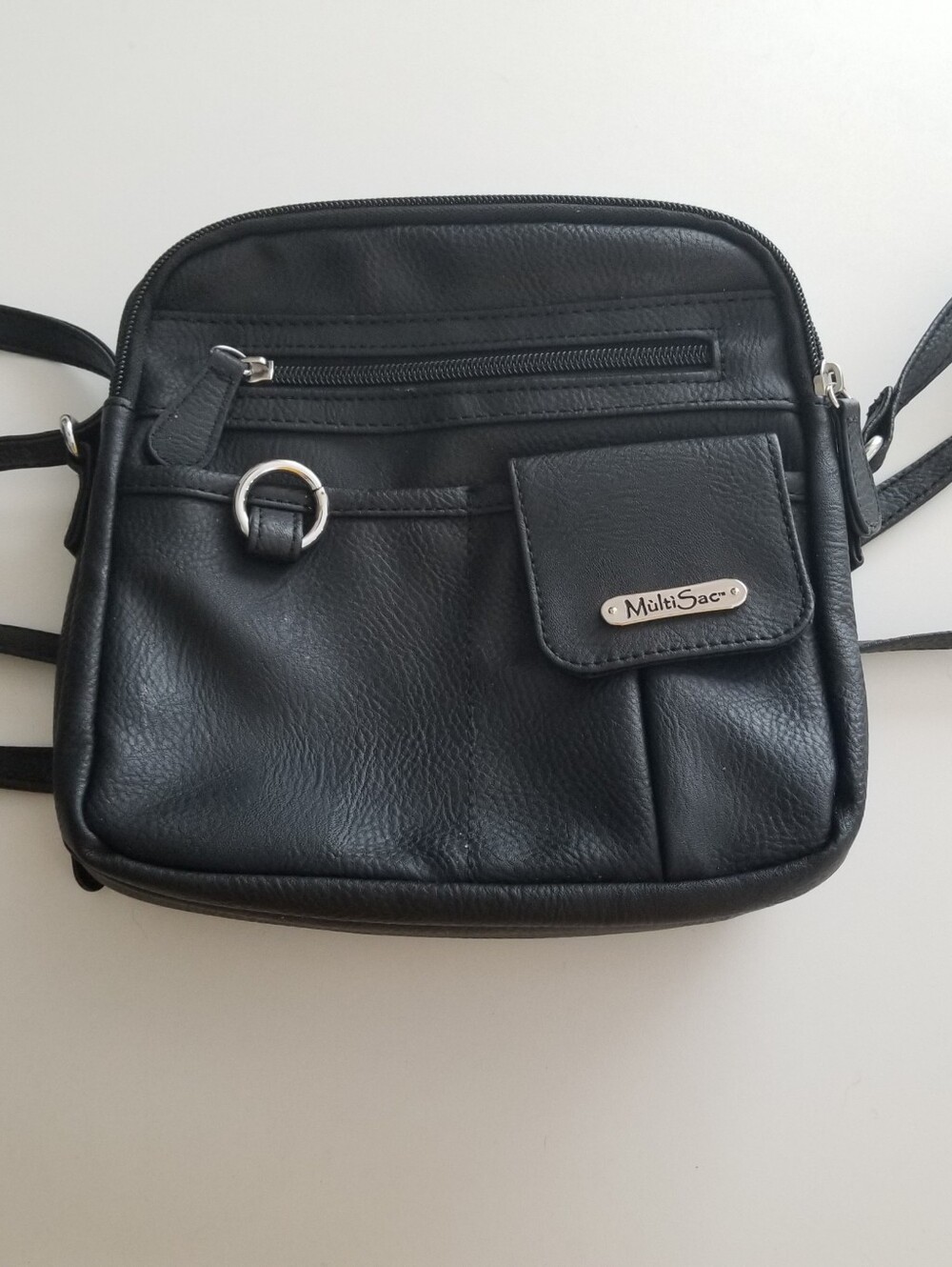 MultiSac Black Organizer Crossbody Bag Multi Pocket Travel Purse